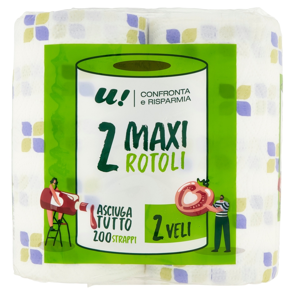 2 Maxi Rotoli Asciugatutto 2 Veli U! Confronta e Risparmia